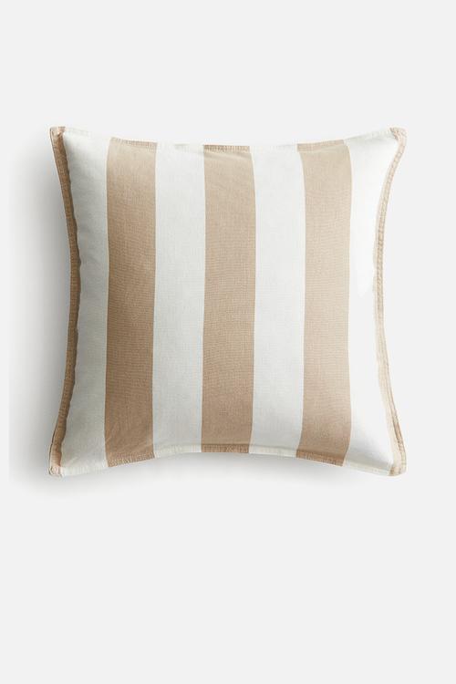 Linen-blend cushion cover - beige/striped