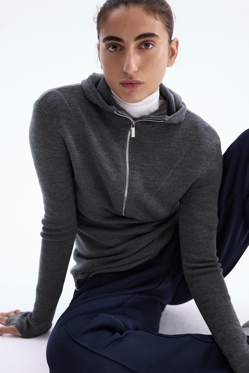 Merino wool hoodie - dark grey marl