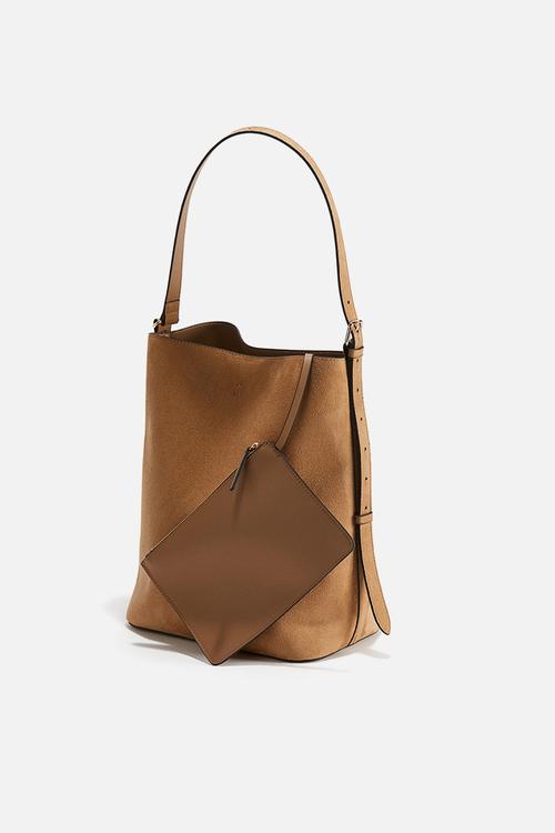 Shopper with pouch - beige