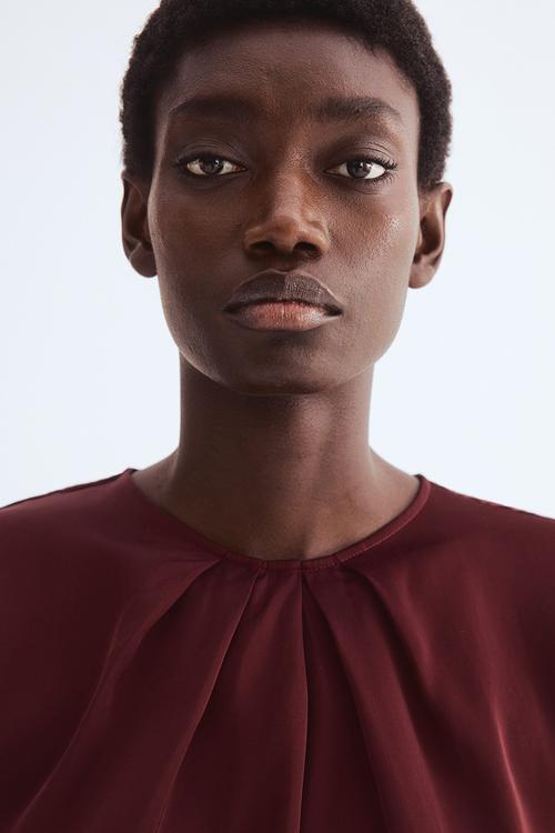 Pleat-front blouse - burgundy