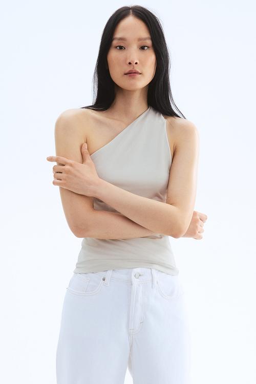 One-shoulder top - light beige