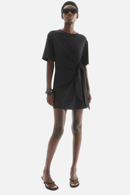 Knot-detail dress - black