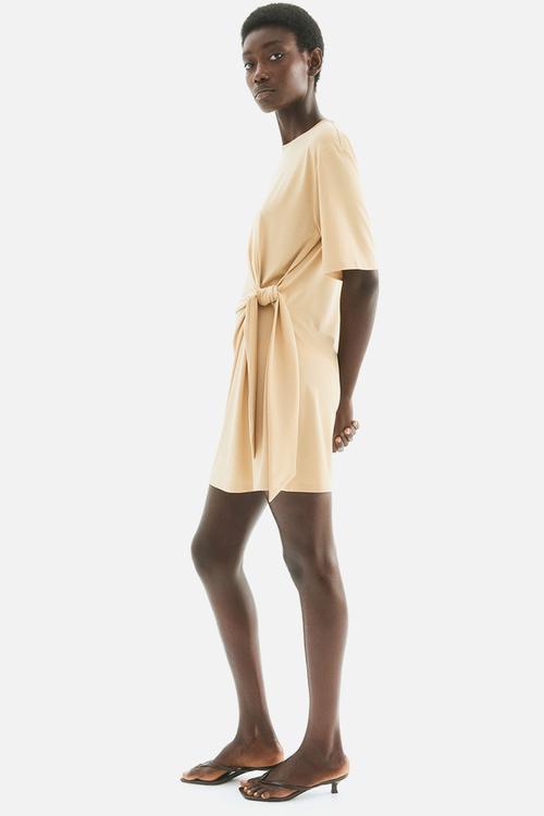 Knot-detail dress - beige