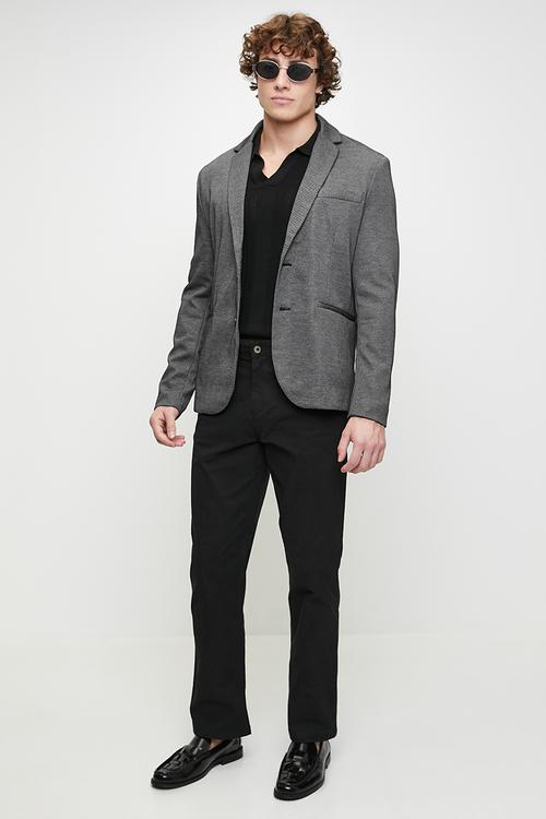 Black Pocket Blazer - Grey