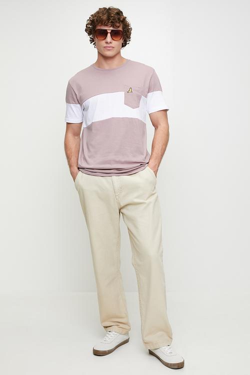 Crew Neck T-Shirt  - Lavender / Optic White