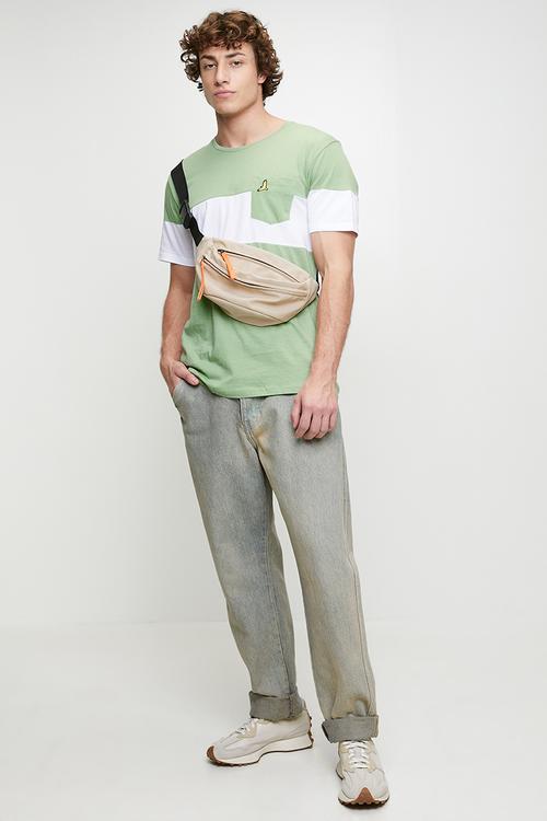 Crew Neck T-Shirt- Mint / Optic White