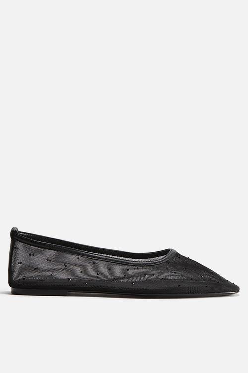 Rhinestone-embellished ballet flats - black
