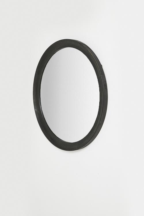 Wooden Round Mirror 90cm - Black