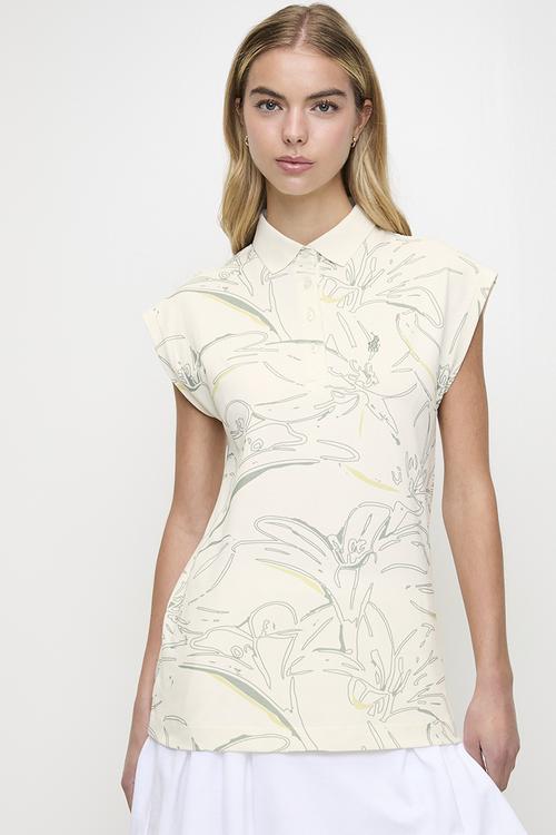 Wmn Mia s/s Printed Golfer - Sage