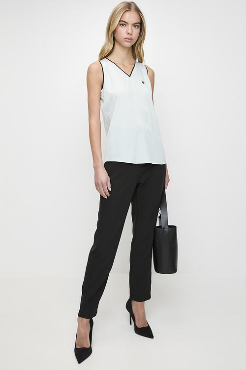 Wmn Anna Sl V-Neck Blouse - Cool Sage