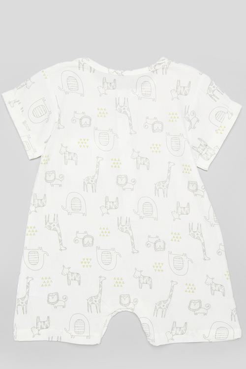 Printed half button romper - multi