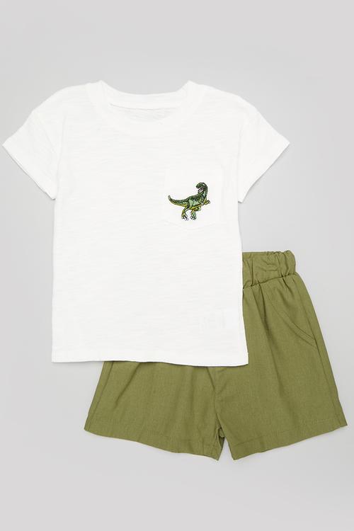 Tee & short set - green &white