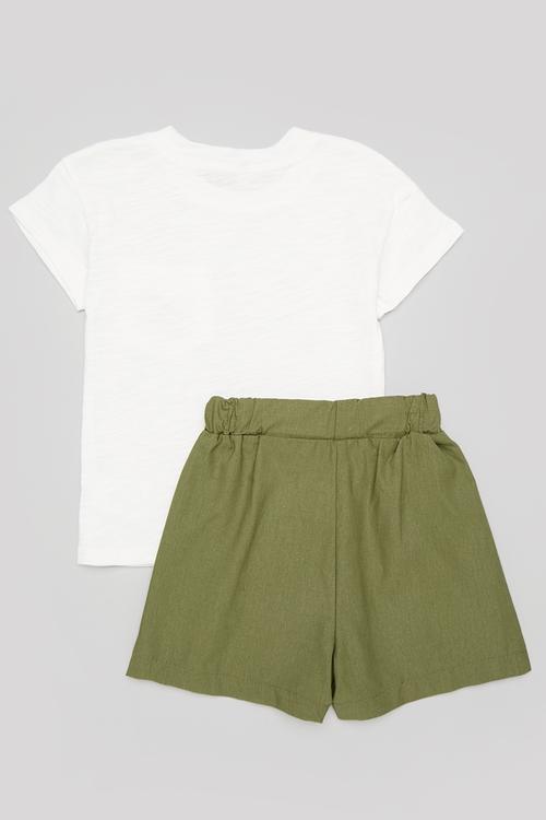 Tee & short set - green &white