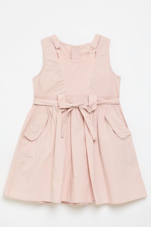 Multi-detail fit & flare dress - baby pink