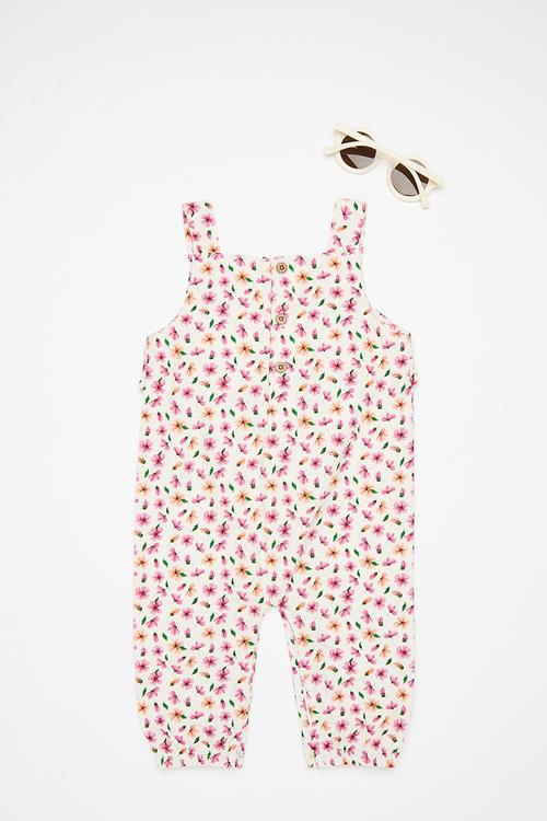 Frilled bodice jumpsuit with sunnies - floral aop