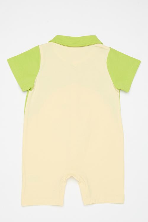 Novelty romper - green & ecru
