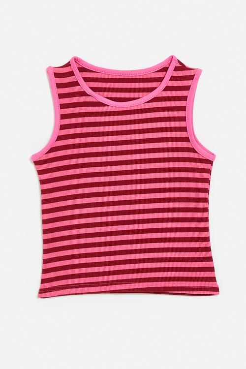 Candy striped tank top - pink/dark red