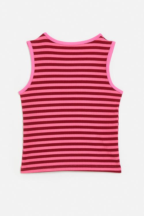 Candy striped tank top - pink/dark red