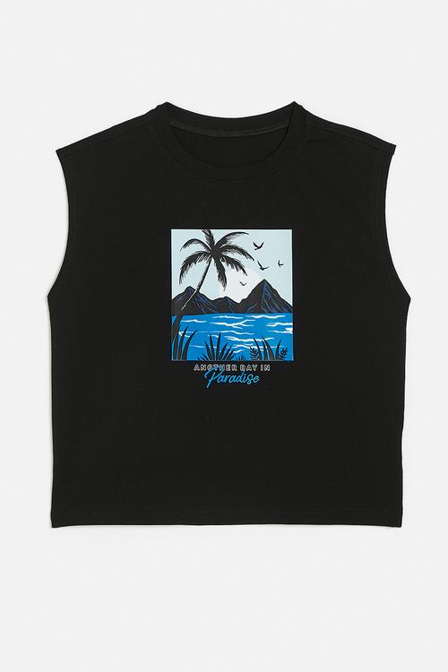 Sleeveless tee - black/another day in paradise