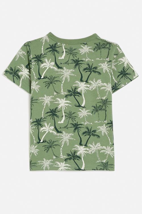 Palm tree printed tee - pistachio green/surf days