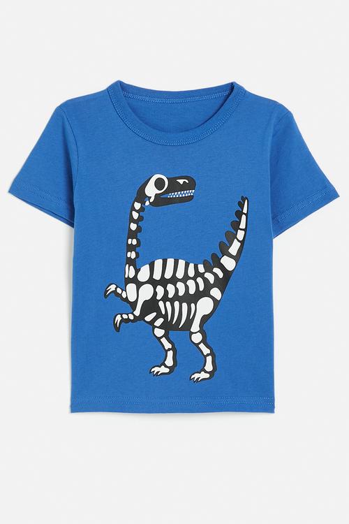 Skeletal dino graphic tee - true blue