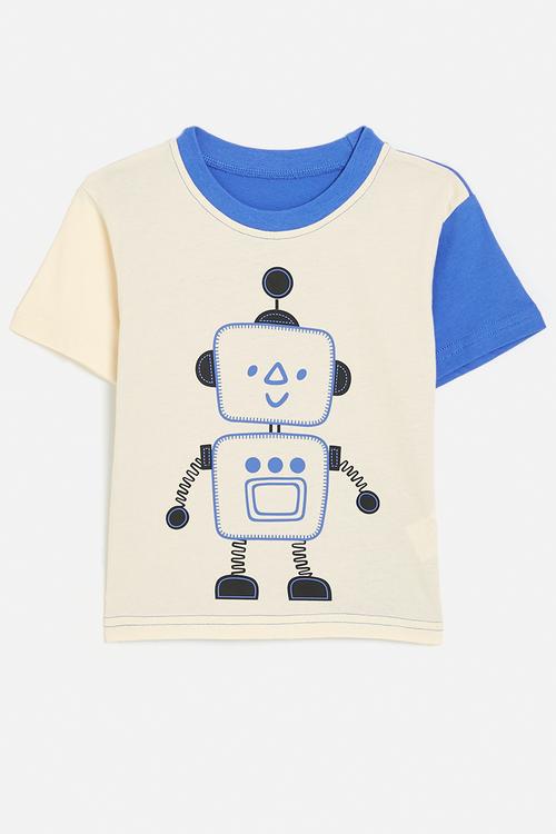 Colour block tee - blue & white