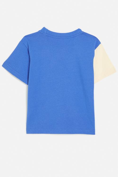 Colour block tee - blue & white