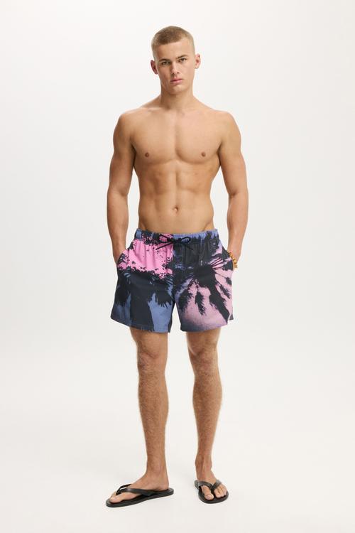 Stretch Swim Short - Palms Pink