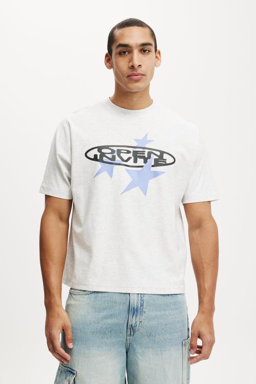 Cropped Fit Graphic T-shirt - White Marle/Open Invite
