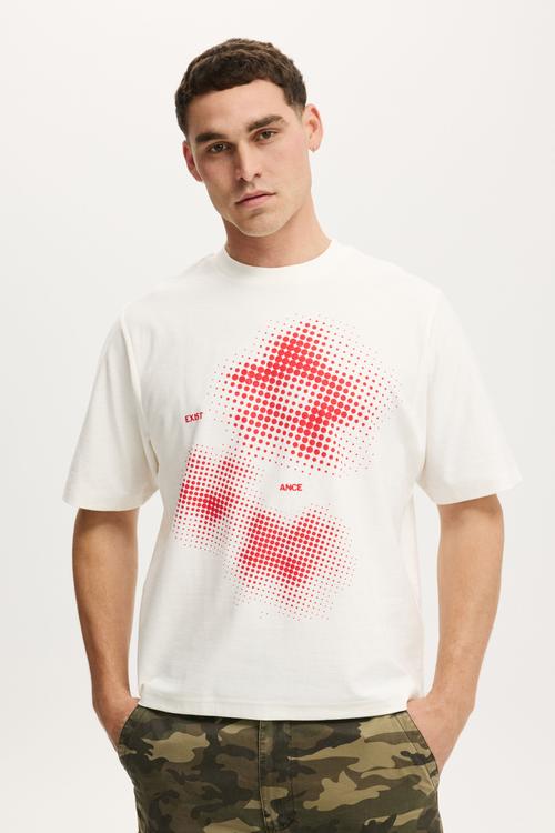 Cropped Fit Graphic T-shirt - White/Existance