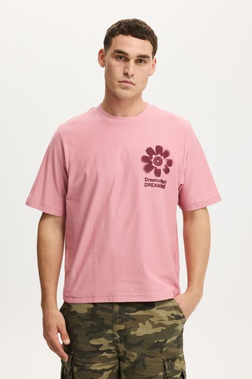Cropped Fit Graphic T-shirt - Vintage Rose/Dreamers Blur