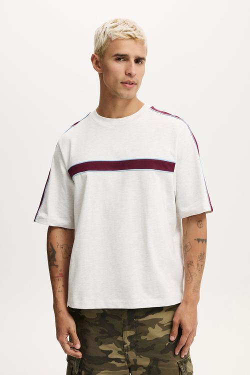 Cropped Fit Panel T-shirt - White Marle Contrast