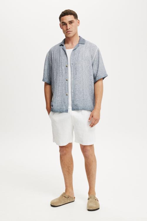 Washed Box Fit Short Sleeve Shirt - Overdye Blue