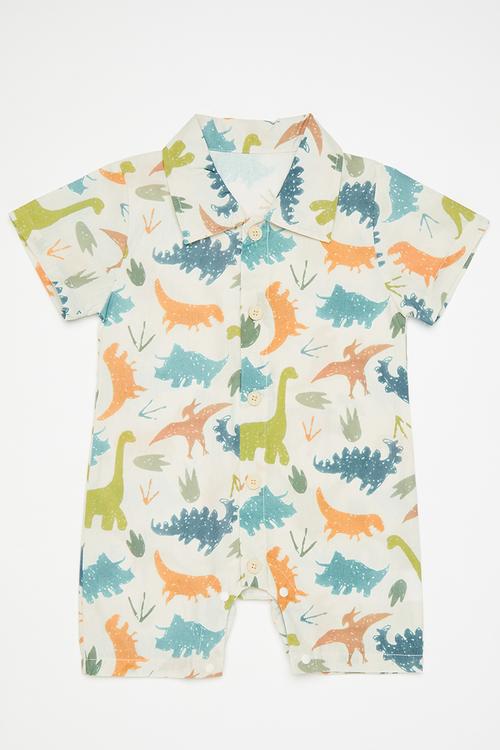 Printed collared romper - multi