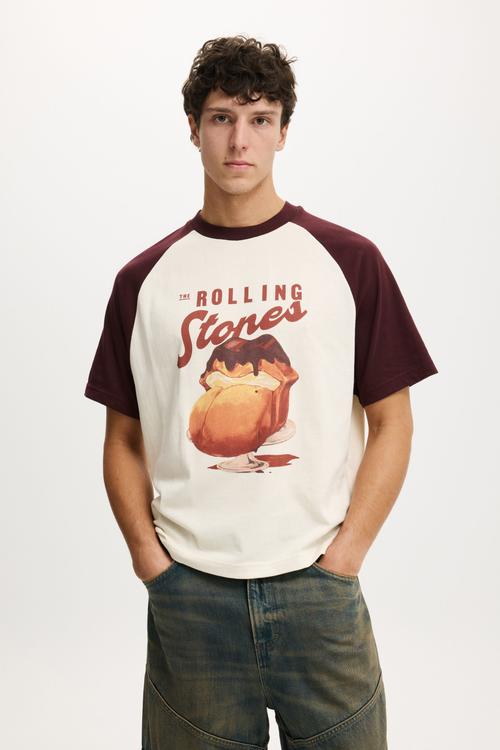 Crop Fit Music T-shirt - Lcn Bra Cream Puff/Rolling Stones - Melting