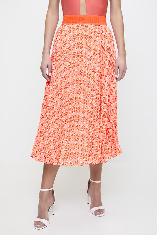 Ladies paige pleated midi skirt - tangerine