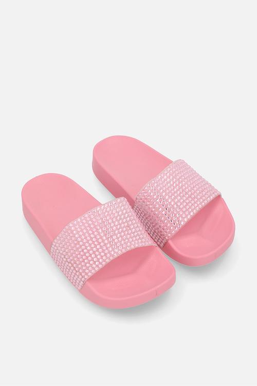 Mettalic slide sandals-pink
