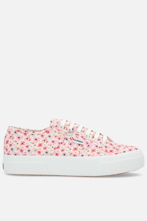 2740 watercolour mid platform - flower print - aah white avorio pink