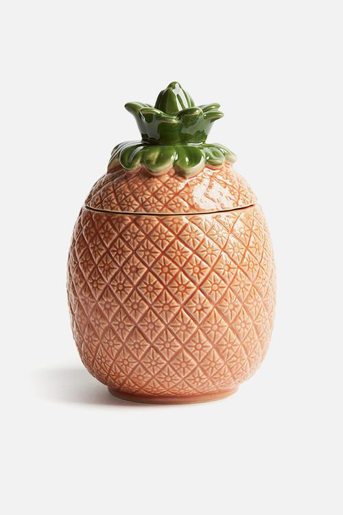 Figurative stoneware jar - light brown/pineapple