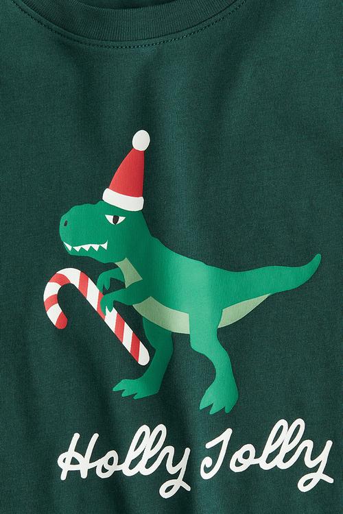 Printed T-shirt - dark green/dinosaur