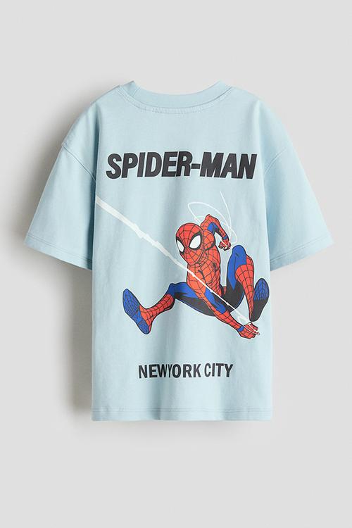 Oversized printed T-shirt - light blue/spider-man 