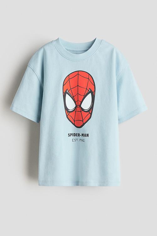 Oversized printed T-shirt - light blue/spider-man 