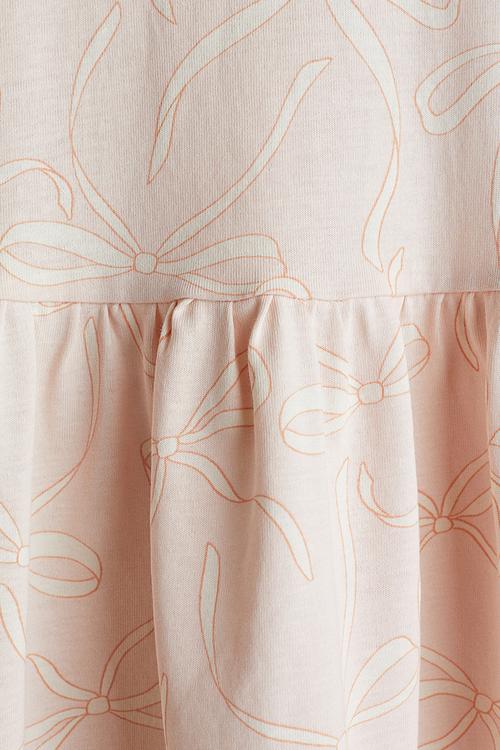 Patterned cotton dress - light pink/bows
