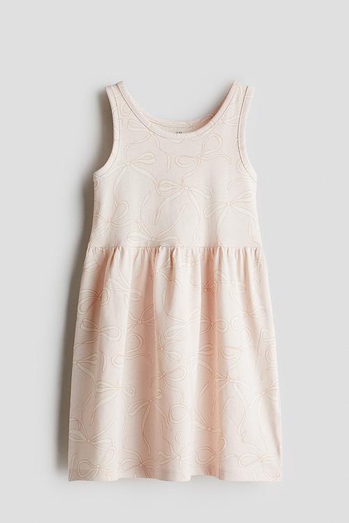 Patterned cotton dress - light pink/bows