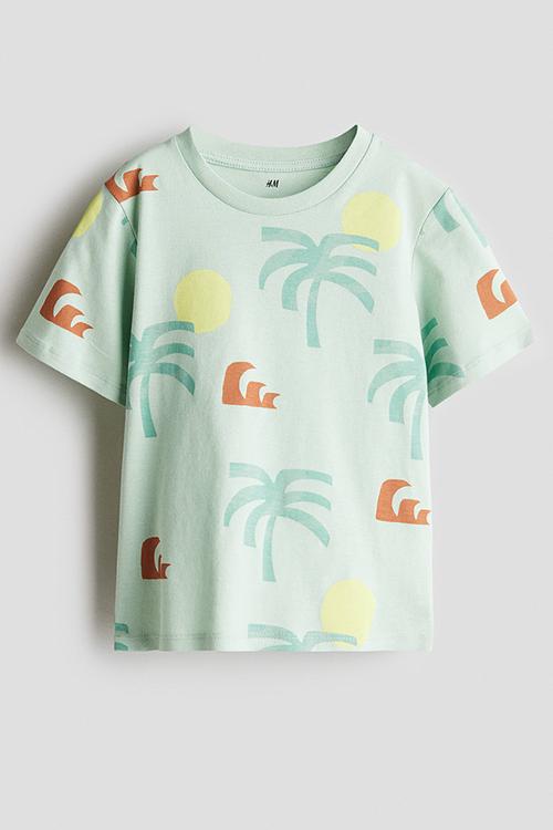 Printed T-shirt - light green/palm trees 