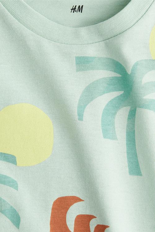 Printed T-shirt - light green/palm trees 