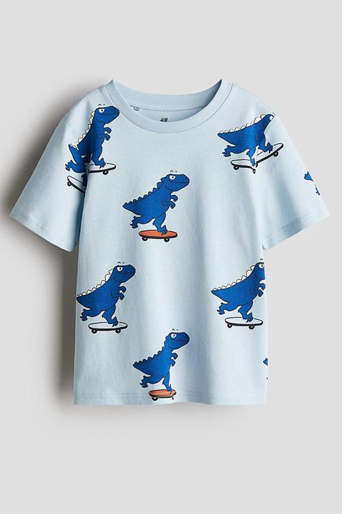 Printed T-shirt - light blue/dinosaurs 