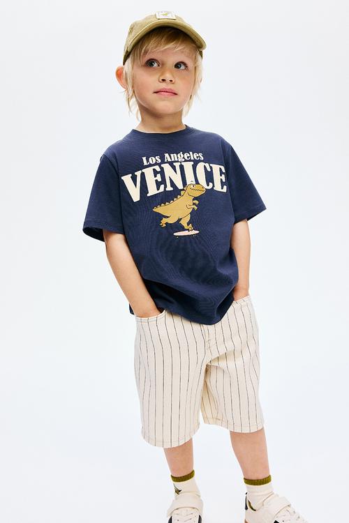 Printed T-shirt - navy blue/venice 