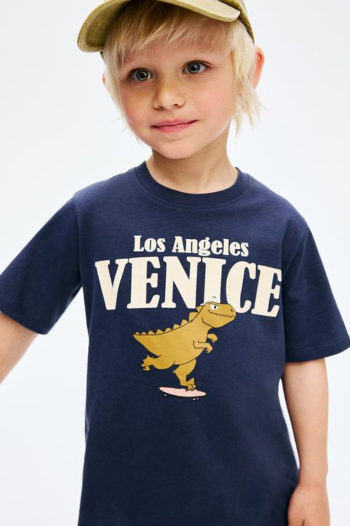 Printed T-shirt - navy blue/venice 