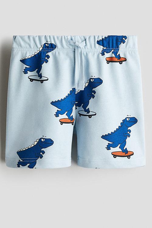 Printed sweatshorts - light blue/dinosaurs
